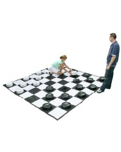 Large Plastic Checkers Set with Playing Mat